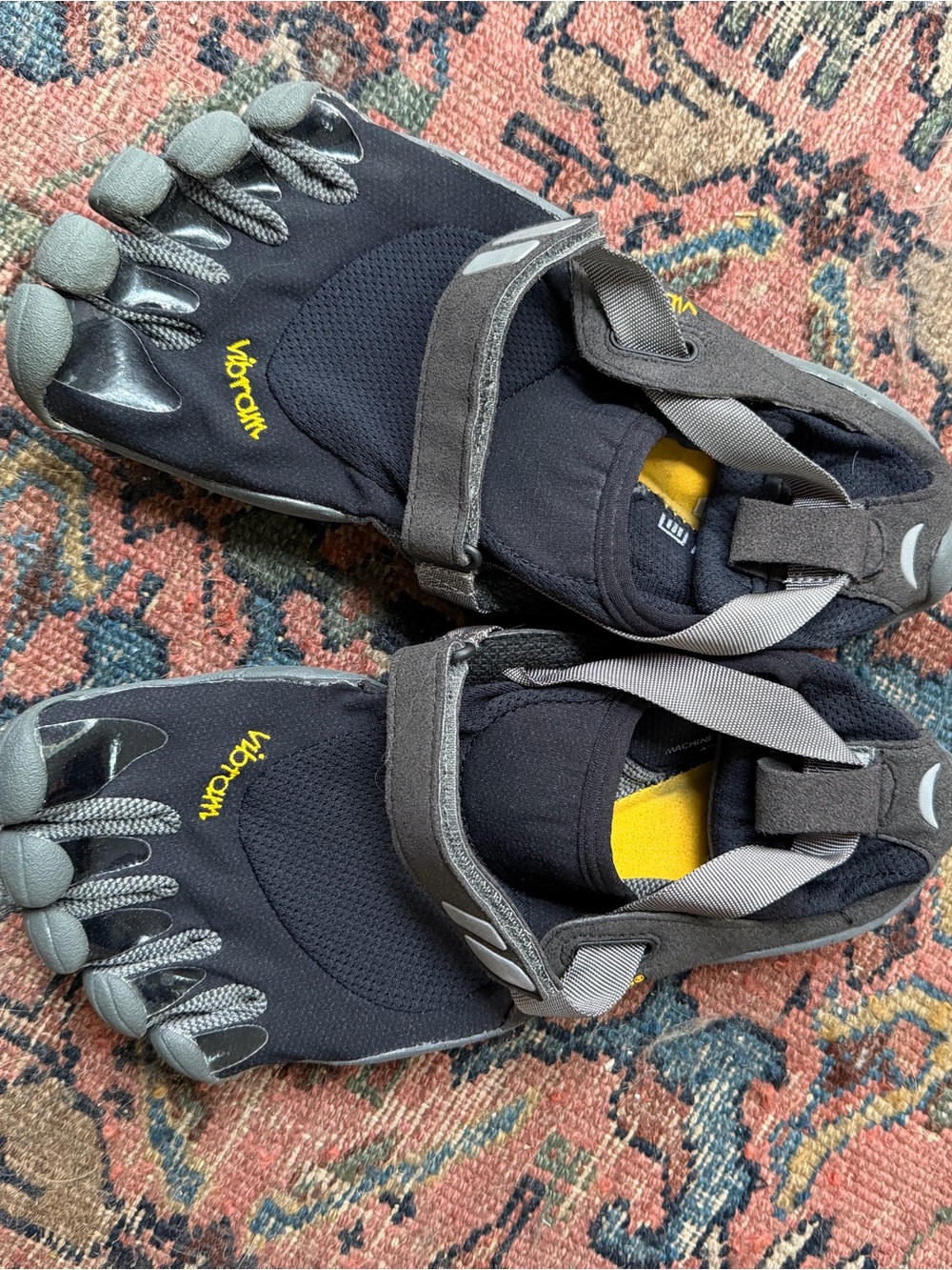 Vibram Kids FiveFingers Black and Gray Water Shoes with Yellow Accents